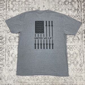 The Lift Box T Shirt Gray Mens United We Lift Barbell Workout Shirt Size Large